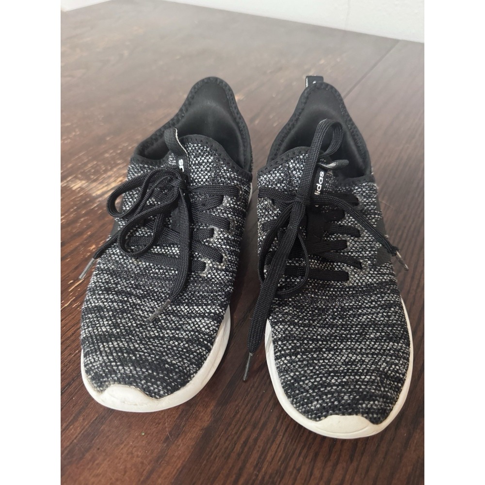 Adidas Cloudfoam Memory Foam Knit Sneakers Women's Size 7 Black White Athleisure - Picture 4 of 7